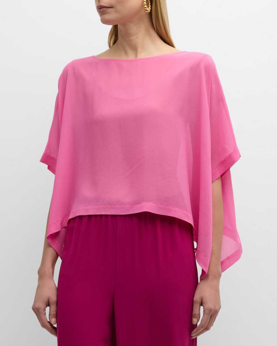 Bateau-Neck Handkerchief Georgette Poncho